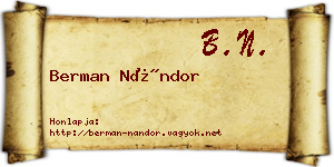 Berman Nándor névjegykártya